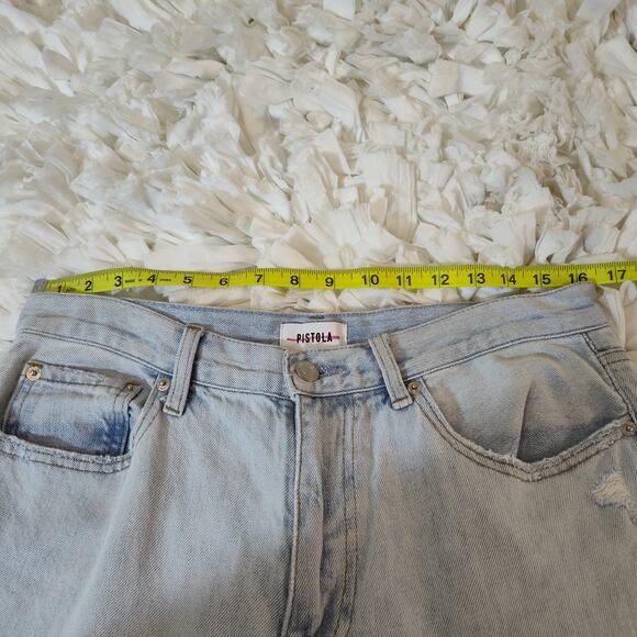 PISTOLA HIGH RISE JEANS BAGGY CROPPED WOMEN'S SIZE 30 RIPPED FRAYED  LIGHTWASH - Picture 14 of 17